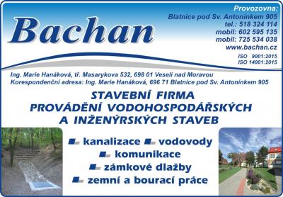 Bachan - Stavební firma - Provádění vodohospodářských a inženýrských staveb, Ing. Marie Hanáková