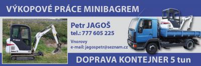 Výkopové práce minibagrem, přeprava kontejner 5 t - Petr Jagoš