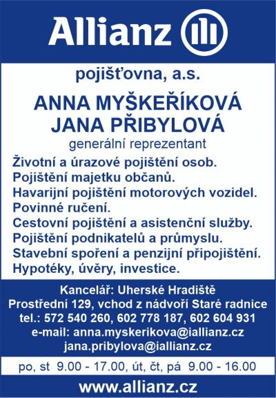 ALLIANZ pojišťovna, a.s. Anna Myškeříková, Jana Přibylová, generální reprezentant