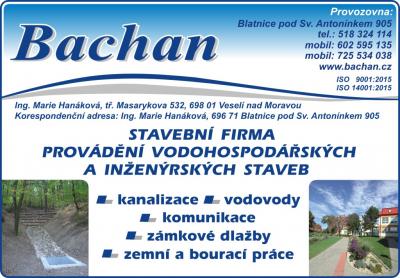 Bachan - Stavební firma - Provádění vodohospodářských a inženýrských staveb, Ing. Marie Hanáková