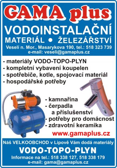 GAMA plus, s.r.o. - vodoinstalační materiál, hospodářské potřeby, kamnařina, vybavení koupelen